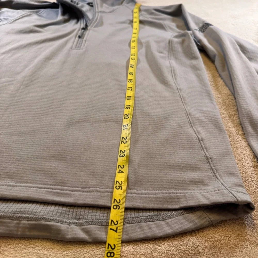 North Face Echo Rock Quarter Zip Grid Fleece Pullover Gray‎ Hiking Jacket Sz L